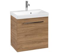 Villeroy & Boch Avento mueble bajo para lavabo, 1 puerta, tope derecho, 430x514x384mm, tirador Chrome brillo, A88701RH, Color: Roble de Kansas
