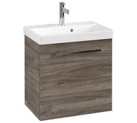 Villeroy & Boch Avento mueble bajo para lavabo, 1 puerta, tope derecho, 430x514x384mm, tirador Chrome brillo, A88701RK, Color: roble de piedra