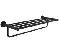 Villeroy & Boch Bandeja para toallas Elements Tender, toallero con estante para montaje en pared, estante de toallas con barra, longitud 595 mm, redondo, Negro mate