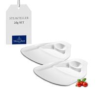 Villeroy & Boch BBQ Passion 1041897515 Set de 2 Platos para Filete l, Porcelana, Blanco