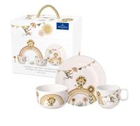 Villeroy & Boch - Boho kids "Roar like a lion" Juego de vajilla para niños 3 piezas, Vajilla infantil de porcelana y cubiertos de acero inoxidable, Juego de vajilla para niños, Aptos para lavavajillas, Aptos para microondas, Multicolor