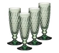 Villeroy & Boch Boston Coloured - Juego de 4 copas de champán de color verde, 145 ml, con patrón facetado, para champán y vino espumoso, aptas para lavavajillas, color verde