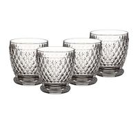 Villeroy & Boch Boston Juego de 4 Tazas Vasos de 330 ml, diseño de facetas, vasos de cristal para bebidas calientes y frías, aptos para lavavajillas, transparentes