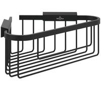 Villeroy & Boch Cesta de esquina para la ducha Elements Tender, superficie de almacenamiento para la ducha, estante de esquina hecho de zinc, accesorio para la ducha, 260 x 206 x 82 mm, Negro mate