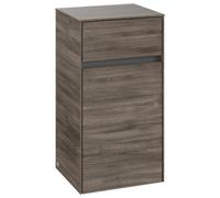 Villeroy & Boch Collaro armario lateral 1 puerta, tope derecho, 1 extraíble, 404x748x349mm, C03201RK, Color: Frontal/carcasa: Roble piedra, Mango: Grafito