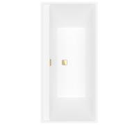 Villeroy & Boch Collaro Duo bañeras rectangulares, empotrada, desagüe y rebosadero oro, 1600x750x470mm, UBA160COR2JV-RW, Color: Blanco piedra