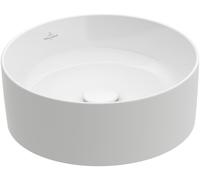 Lavabo de sobremesa Collaro de Villeroy & Boch, 400 x 400 mm, sin orificio para el grifo, sin rebosadero, no enterrado, 4A184001, Color: blanco-alpino