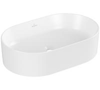 Lavabo de sobremesa Collaro de Villeroy & Boch, 560 x 360 mm, sin orificio para el grifo, sin rebosadero, no enterrado, 4A1956RW, Color: Blanco Piedra, Cerámica Plus