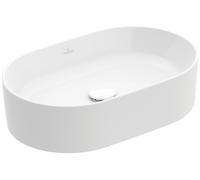 Villeroy & Boch Collaro lavabo sobre encimera, Ovale, sin agujero para grifo, sin rebosadero, 560x360mm, 4A1956R1, Color: Cerámica Blanca