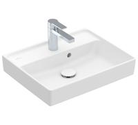Villeroy & Boch Collaro lavamanos, 1 agujero para grifo, con rebosadero, pulido, 500x400mm, 43345GRW, Color: Blanco Piedra CerámicaPlus