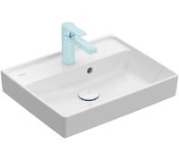 Villeroy & Boch Collaro lavamanos, 1 agujero para grifo, con rebosadero, sin pulir, 500x400mm, 433450R1, Color: Cerámica Blanca