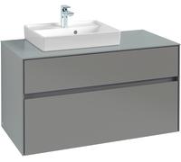 Villeroy & Boch Collaro mueble de lavabo 1000x548x500 mm, 2 cajones, para lavabo a la izquierda, C01400DH, Color: Frontal/carcasa: blanco brillante, mango: blanco mate