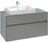 Villeroy & Boch Collaro mueble de lavabo 1000x548x500 mm, 2 cajones, para lavabo a la izquierda, C01700DH, Color: Frontal/carcasa: blanco brillante, mango: blanco mate