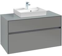 Villeroy & Boch Collaro mueble de lavabo 1000x548x500 mm, 2 cajones, para lavabo en el centro, C01600VJ, Color: Carcasa frontal: roble nórdico, tirador: gris suave