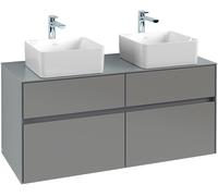 Villeroy & Boch Collaro mueble de lavabo 1200x548x500 mm, 4 cajones, para 2 lavabos, C04400DH, Color: Frontal/carcasa: blanco brillante, mango: blanco mate