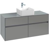 Villeroy & Boch Collaro mueble de lavabo 1200x548x500 mm, 4 cajones, para lavabo en el centro, C04100DH, Color: Frontal/carcasa: blanco brillante, mango: blanco mate