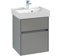 Villeroy & Boch Collaro tocador con iluminación, 460x546x374 mm, 2 cajones, C006B0DH, Color: Frontal/carcasa: blanco brillante, mango: blanco mate