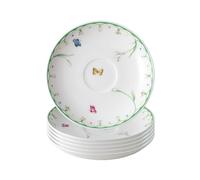 Villeroy & Boch Colourful Spring - Juego de 6 platillos para café (12 cm de diámetro, diseño de mariposas y flores, porcelana premium, color blanco/multicolor