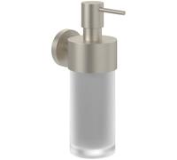 Villeroy & Boch Dispensador de jabón Elements Tender, dispensador para montaje en pared, hecho de vidrio satinado con soporte de zinc, capacidad 230 ml, Níquel cepillado mate
