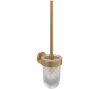 Villeroy & Boch Elements Tender, juego de escobilla de baño, soporte para montaje en pared con recipiente de vidrio satinado, redondo - Oro Cepillado