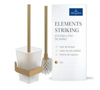 Villeroy & Boch Elements Striking - Escobillero de baño con soporte para escobilla de inodoro con recipiente de cristal esmerilado, cuadrado, color dorado