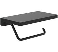 Villeroy & Boch Elements Striking - Portarrollos de papel higiénico con estante, soporte para papel higiénico para montaje en pared, soporte para rollos de papel higiénico de latón, rectangular, negro