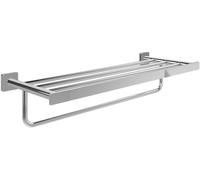 Villeroy & Boch Elements Striking - Toallero con Estante para Montaje en Pared, toallero con Barra para Toallas, Longitud 595 mm, Cuadrado, Cromado