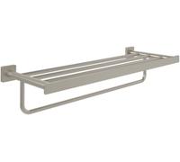 Villeroy & Boch Elements Striking - Toallero con Estante para Montaje en Pared, toallero con Barra para Toallas, Longitud 595 mm, Rectangular, níquel Cepillado Mate