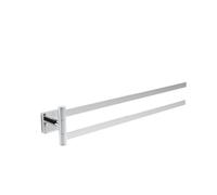 Villeroy & Boch Elements Striking Toallero de Dos Brazos, toallero de baño para Montaje en Pared, Barra de latón toallero Rectangular, Longitud 410 mm, Cromo