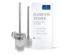 Villeroy & Boch Elements Tender escobillero, Redondo - Cromo | Apto para montaje en pared, recipiente de vidrio satinado, incluye cepillo duradero, TVA15101600061