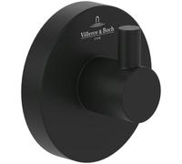 Villeroy & Boch Elements Tender, gancho para toallas para montaje en pared, gancho de pared de zinc, accesorio de baño, redondo, 54 x 32 x 54 mm - Negro Mate