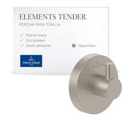 Villeroy & Boch Elements Tender, gancho para toallas para montaje en pared, gancho de pared de zinc, accesorio de baño, redondo, 54 x 32 x 54 mm - Níquel Cepillado Mate