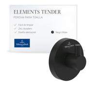 Villeroy & Boch Elements Tender, gancho para toallas para montaje en pared, gancho de pared de zinc, accesorio de baño, redondo, 54 x 32 x 54 mm - Negro Mate