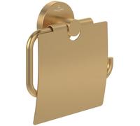 Villeroy & Boch Elements Tender - Portarrollos de Papel higiénico con Tapa, Soporte para Papel higiénico para Montaje en Pared, Soporte para Rollos de Papel higiénico de Zinc, Redondo, Color Dorado