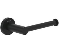 Villeroy & Boch Elements Tender, soporte para papel higiénico sin tapa, para montaje en pared, de zinc, soporte redondo para rollo de papel higiénico - Negro Mate