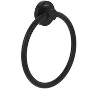 Villeroy & Boch Elements Tender, toallero, aro para toallas de zinc para montaje en pared en el baño, toallero para toalla de invitados y de baño, redondo, 164 x 32 x 185 mm - Negro Mate