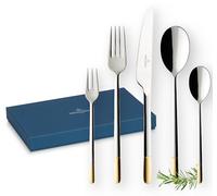 Villeroy & Boch Ella con Oro Cubertería de 30 Piezas, Acero Inoxidable, Gris, 38x27x6 cm