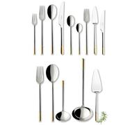Villeroy & Boch - Ella Set de Cubiertos 113 Piezas Plata/Platino, Apto para Lavavajillas, Cuberteria 18/10, Cubertería, Cuberteria Dorada, Acero Inoxidable