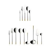 Villeroy & Boch - Ella Set de Cubiertos 12 Personas 70 Piezas Plata/Platino, Apto para Lavavajillas, Cubertería Completa, Cuberteria Dorada, Acero Inoxidable