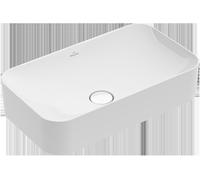 Villeroy & Boch Finion lavabo sobre encimera, sin rebosadero, sin grifo, 600x350mm, 414361R7, Color: Negro puro CeramicPlus