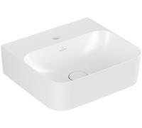 Villeroy & Boch Finion lavamanos, rebosadero oculto, 1 agujero para grifo, parte inferior pulida, 430x390mm, 43644CRW, Color: Blanco Piedra CerámicaPlus