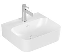 Villeroy & Boch Finion lavamanos, sin rebosadero, 1 agujero para grifo, 430x390mm, 436443RW, Color: Blanco Piedra CerámicaPlus