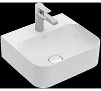Lavamanos Villeroy & Boch Finion 430x390mm, sin rebosadero, 1 agujero para grifo, parte inferior pulida, 43644LR1, Color: Cerámica Blanca