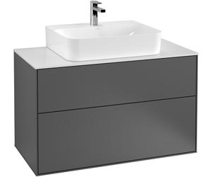 Villeroy & Boch Finion mueble bajo para lavabo, 1000x603x501mm, Cristal Matt Black, F10200HG, Color: Laca mate azul noche