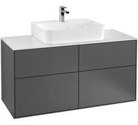 Villeroy & Boch Finion mueble bajo para lavabo, 4 cajones, centro lavabo, 1200x603x501mm, Cristal Matt White, F13100HG, Color: Laca mate azul noche