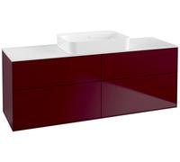Villeroy & Boch Finion mueble bajo para lavabo, 4 cajones, con iluminación, centro de lavabo, sin agujero para grifo, 1600x603x501mm, Cristal Matt White, G73100HB, Color: peonía