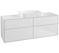 Villeroy & Boch Finion mueble bajo para lavabo, 4 cajones, con iluminación, centro de lavabo, sin agujero para grifo, 1600x603x501mm, Cristal Matt White, G73100MT, Color: Blanco Mate Laca