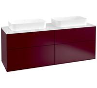 Villeroy & Boch Finion mueble bajo para lavabo, 4 extraíbles, para 2 lavabos, sin agujero para grifo, 1600x603x501mm, Cristal Matt White, F72100HB, Color: peonía