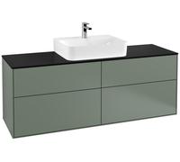 Villeroy & Boch Finion mueble bajo para lavabo, con iluminación, 1600x603x501mm, Cristal Matt Black, G19200GM, Color: Laca Mate Oliva