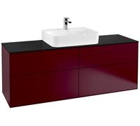 Villeroy & Boch Finion mueble bajo para lavabo, con iluminación, 1600x603x501mm, Cristal Matt Black, G19200HB, Color: peonía